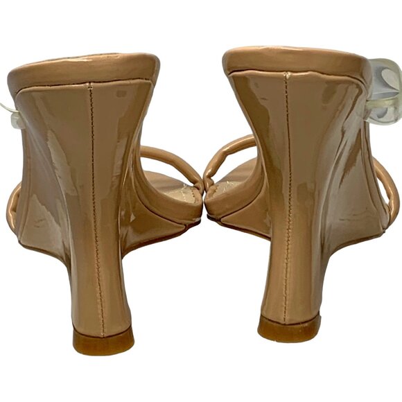 Simmi London Tina Clear Nude Patent Strappy‎ Wedge Sandals NWOB - Picture 9 of 13